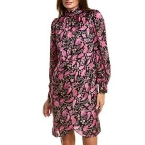 NWT Julia Jordon Dress Black Pink Floral High Neck Long Sleeve.  SZ 2